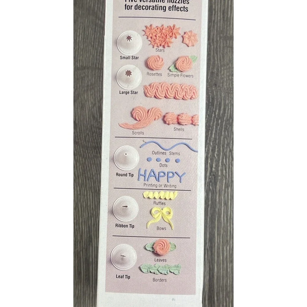 WILTON Dessert Frosting Icing Decorator Tool 1989 415-825 With 5 Nozzles